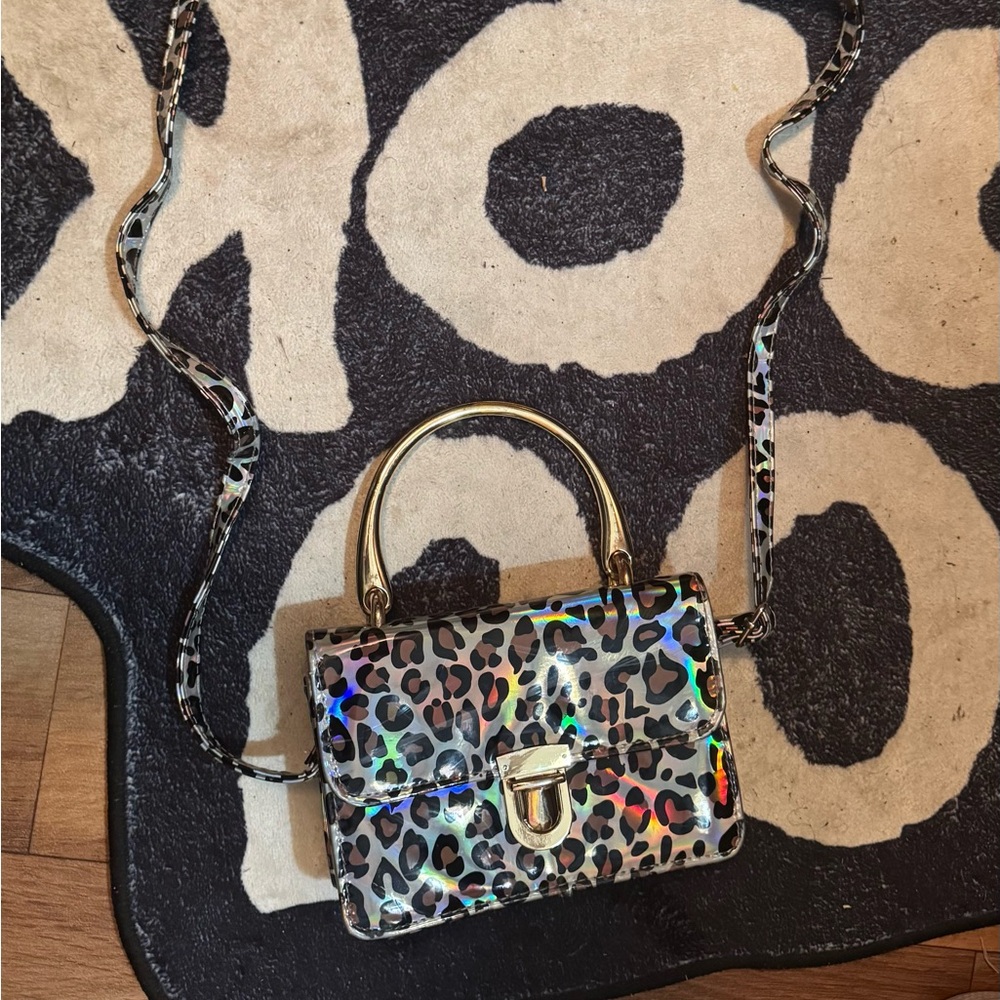 Rue21 Silver and Black Mini Bag with Chain Strap